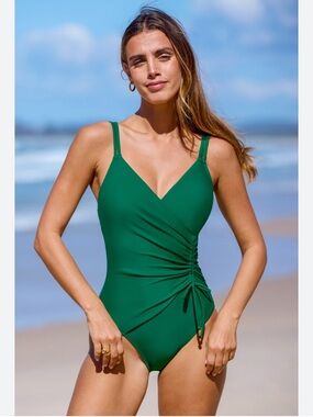 Cupshe Teal Green Ruched One-Piece Swimsuit Sz: XS